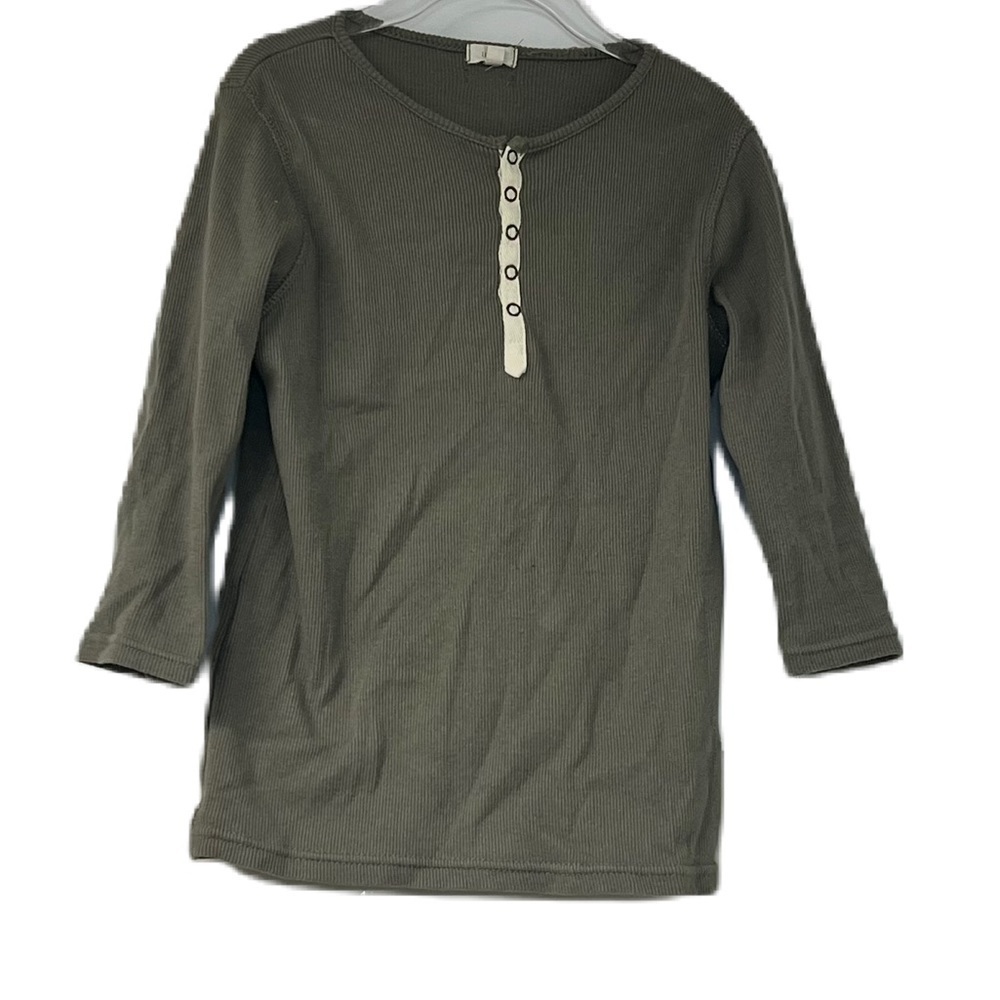 Lil legs girls sz 8 green ribbed 3/4 sleeve casual fun classic spring summer top